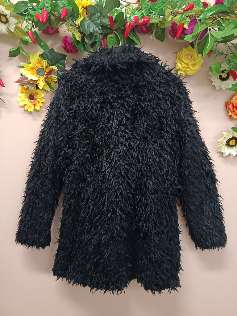 Midnight Shaggy Chic Long Coat