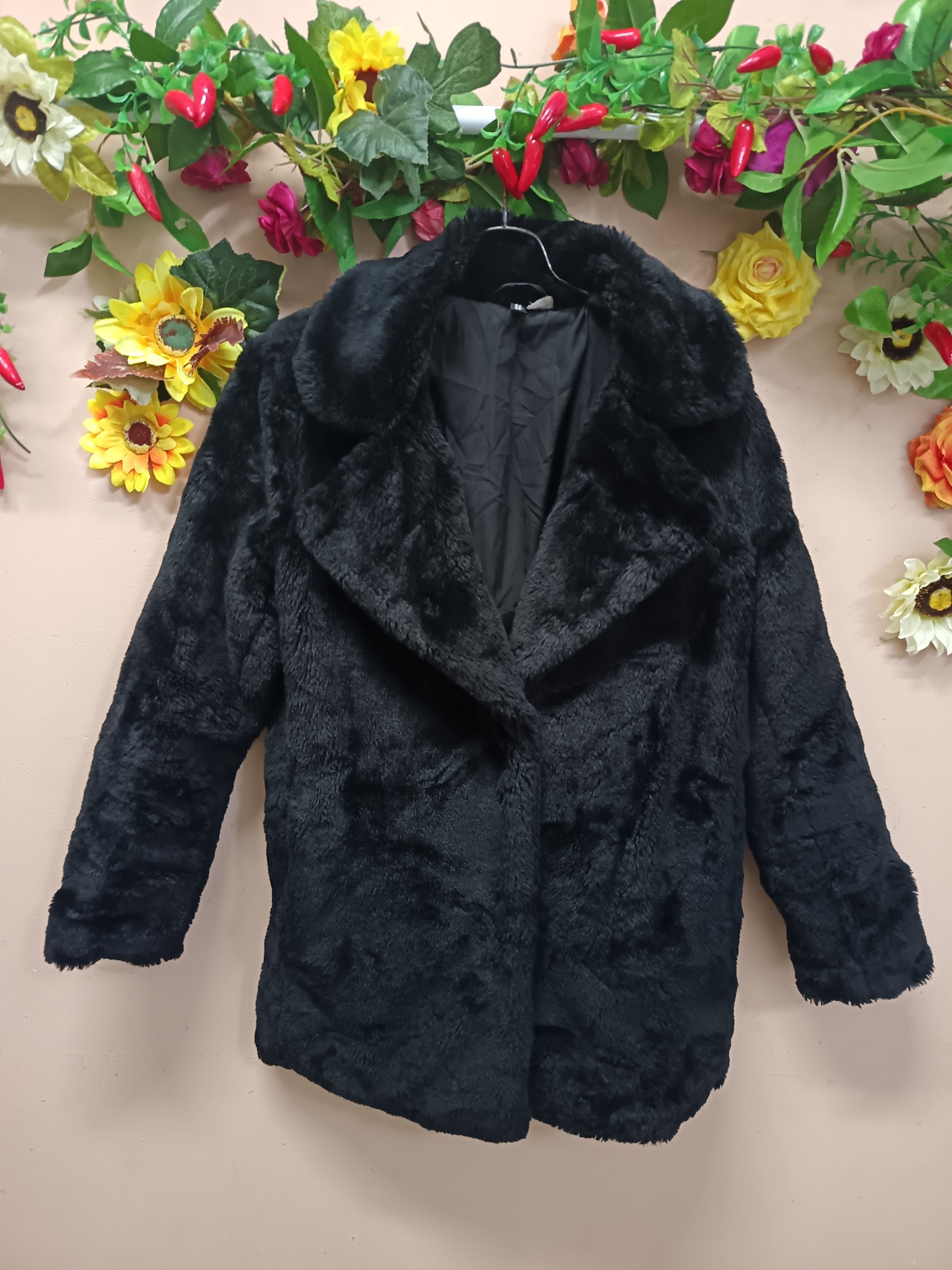 Midnight Velvety Faux Fur Coat