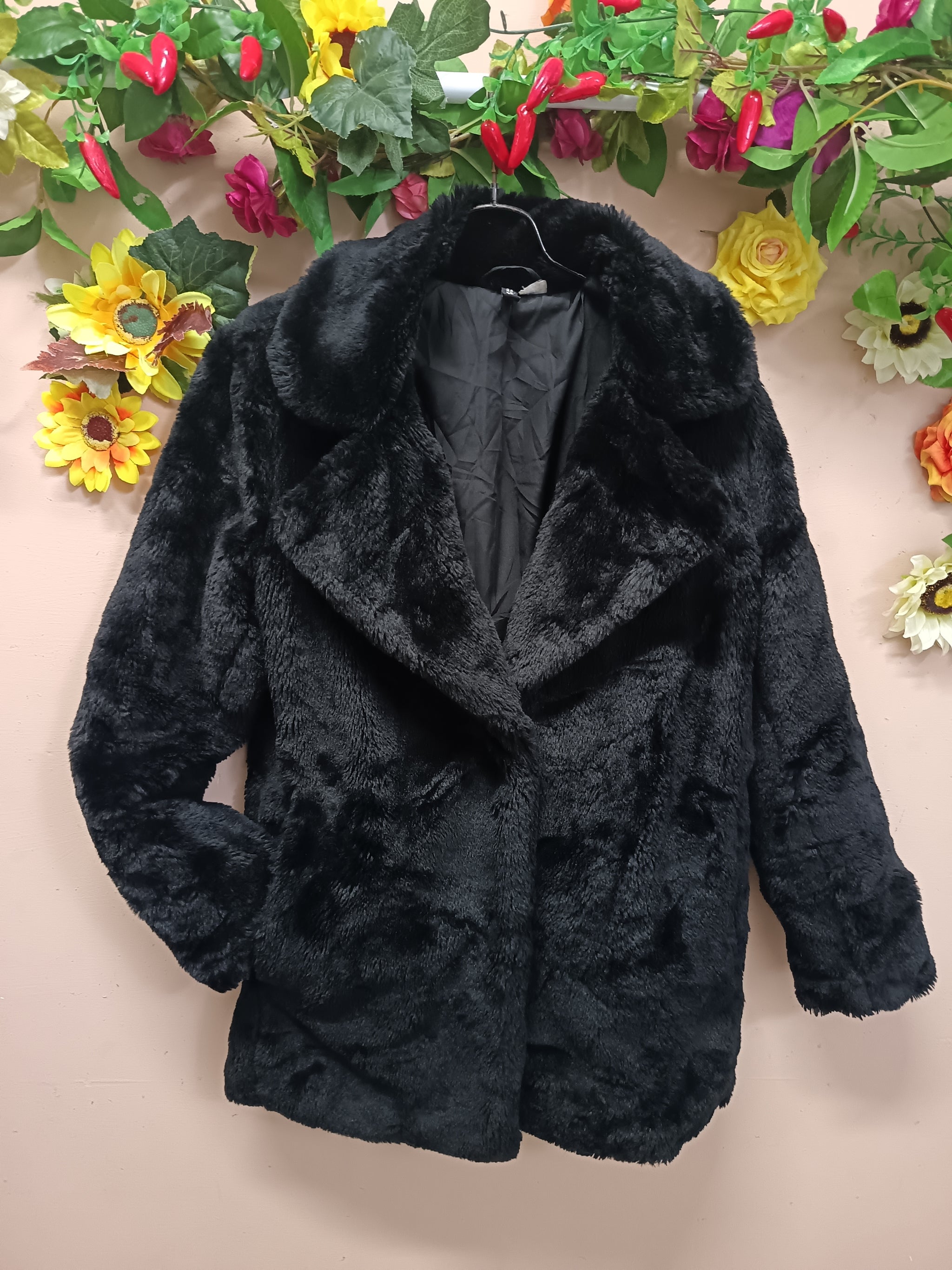 Midnight Velvety Faux Fur Coat