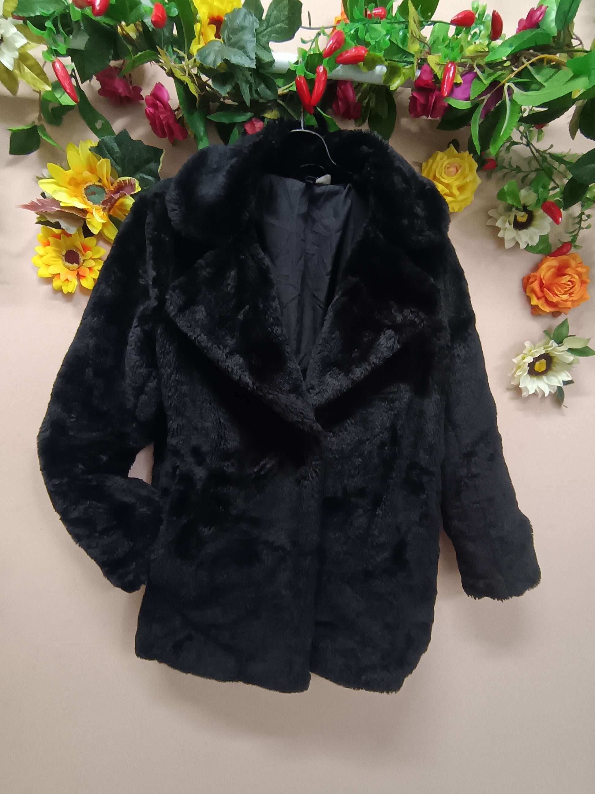 Midnight Velvety Faux Fur Coat