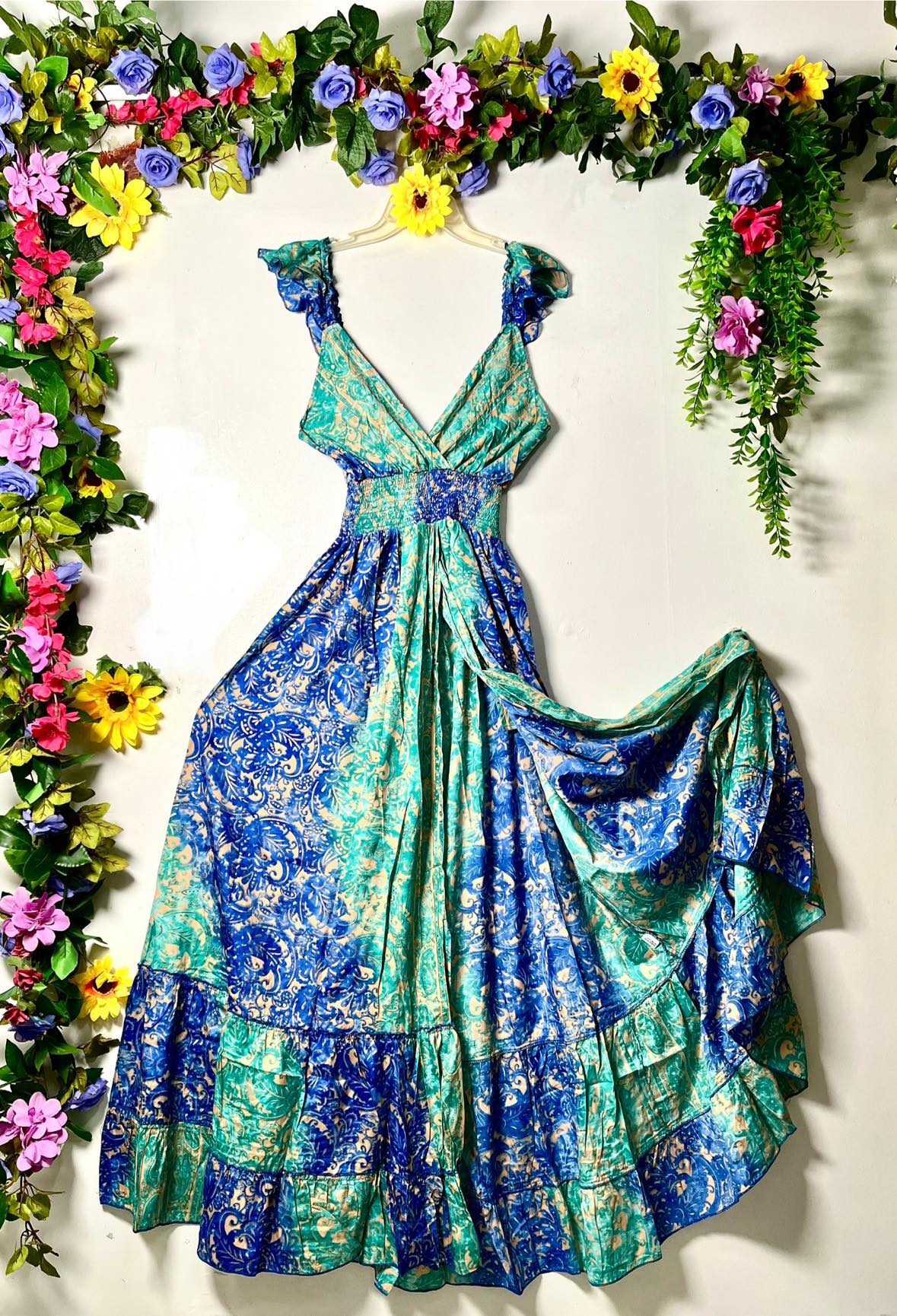 gypsy silk maxi dress Gypsy Maxi Dress All Sizes - Stretch Bodice