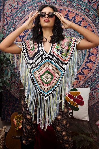 Granny Square Crochet Poncho