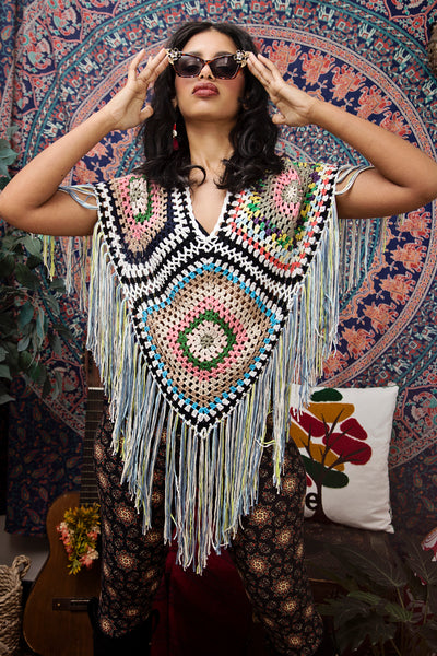 Granny Square Crochet Poncho