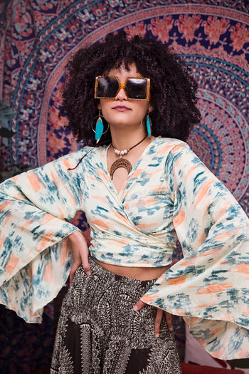 Sunmoon Bell-Sleeve Wrap Top