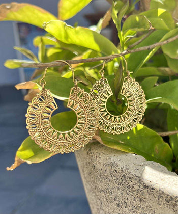 Golden Sunlace Hoop Earings