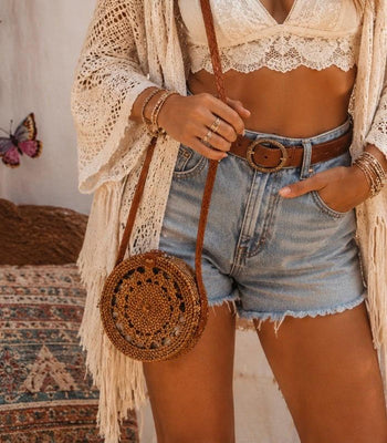 Rattan Round Bag