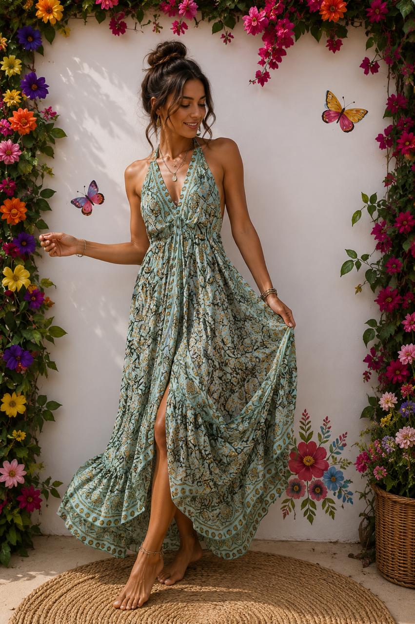 Silk & Soul Halterneck Maxi Dress