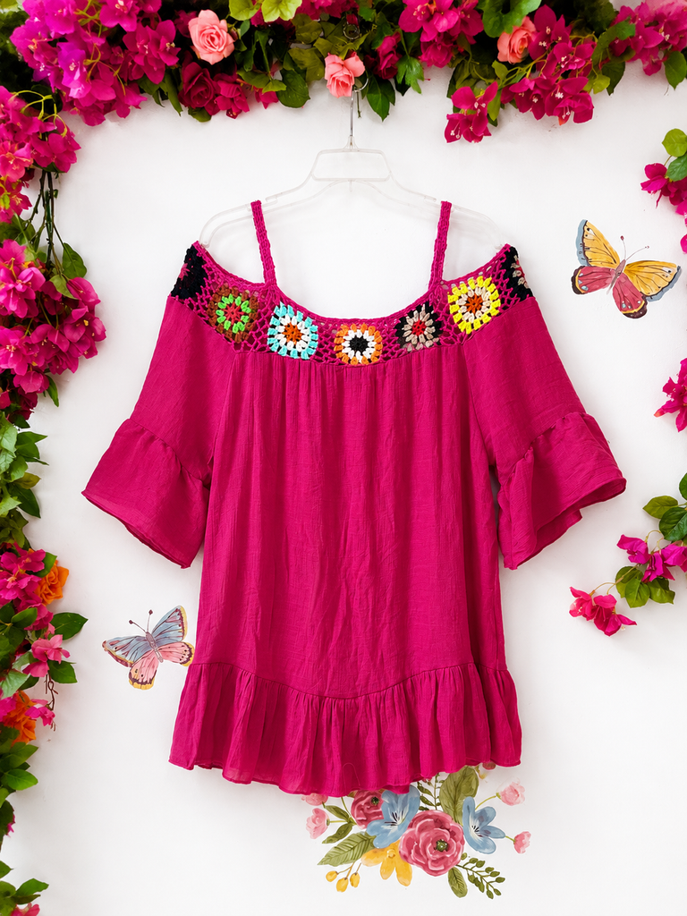 Santorini Cotton Crochet Babydoll Top