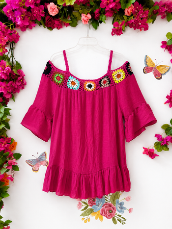 Santorini Cotton Crochet Babydoll Top