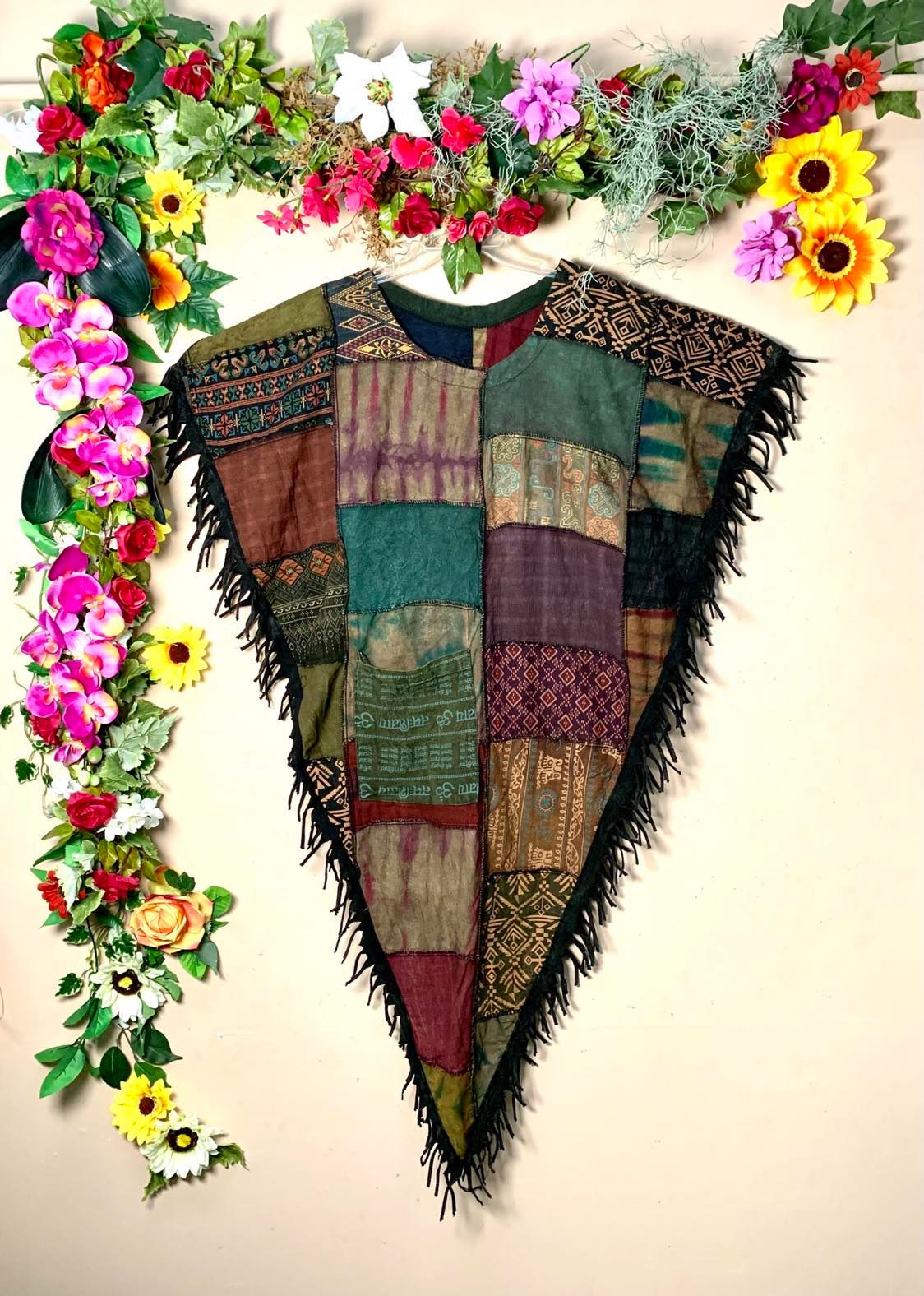Hmong Long V-Cotton Poncho