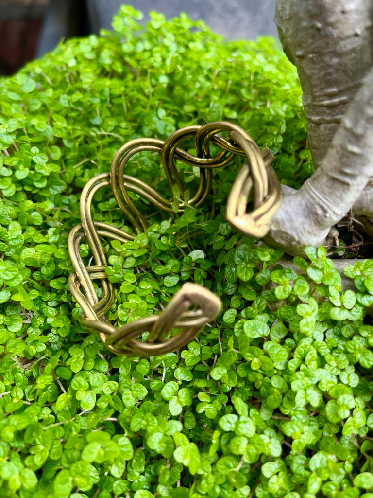 Brass Knotted Thick Bangle