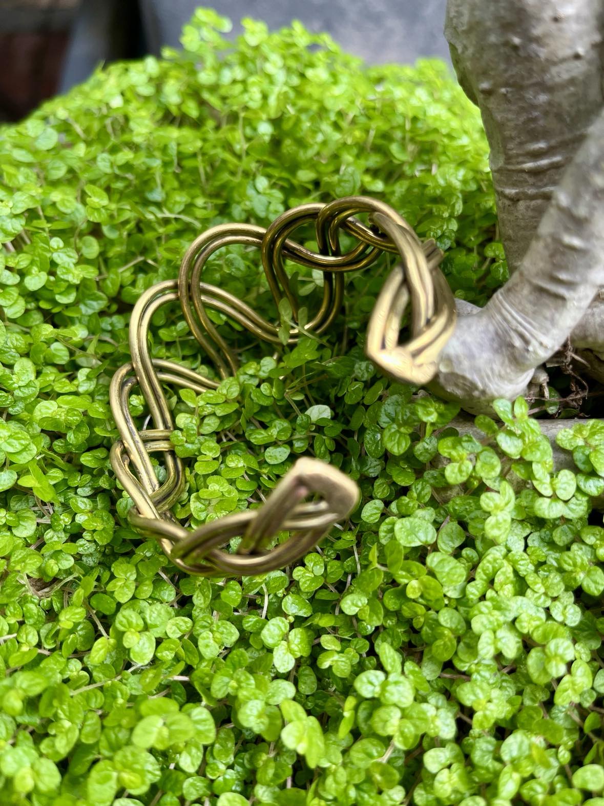 Brass Knotted Thick Bangle