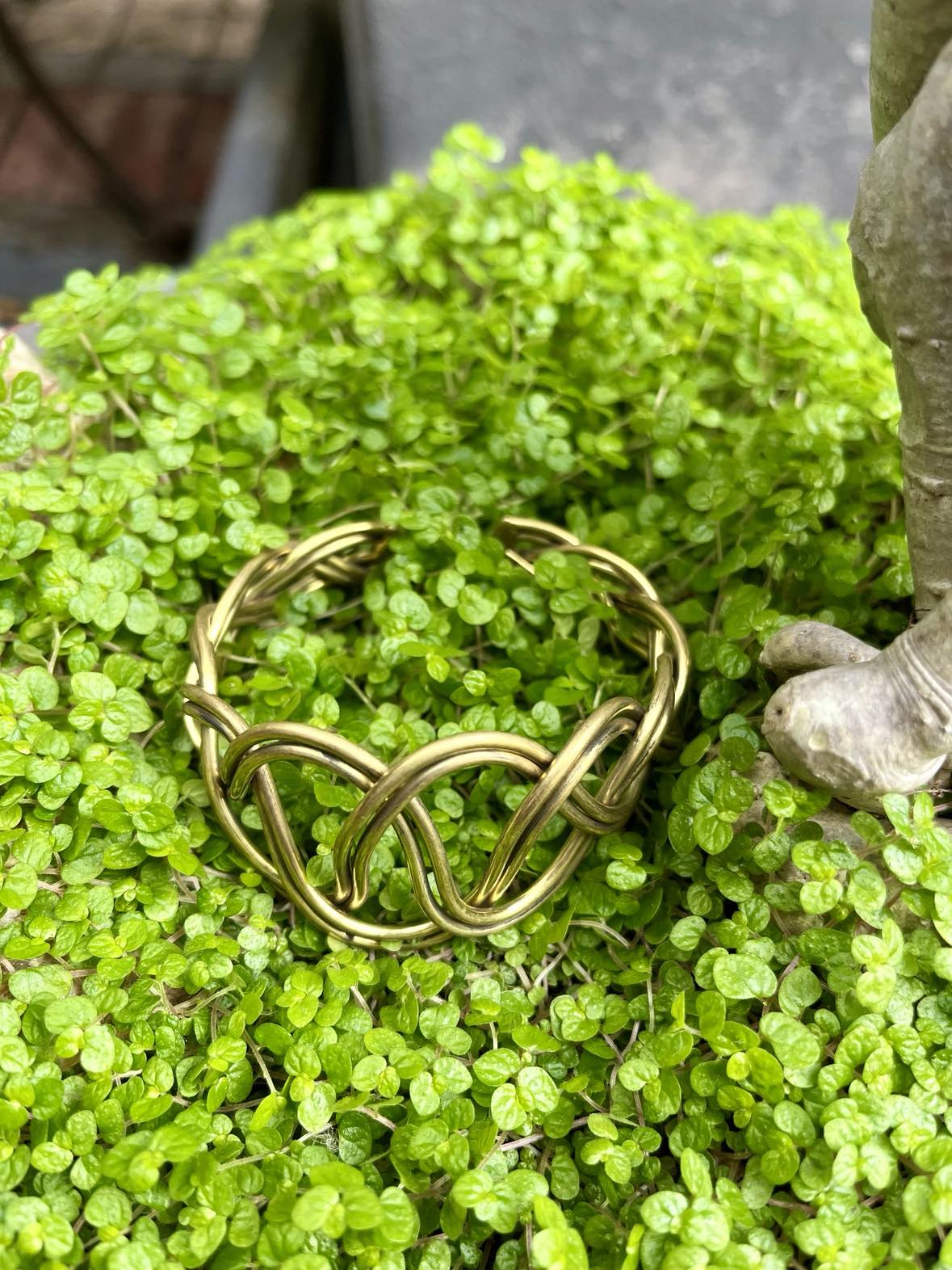 Brass Knotted Thick Bangle