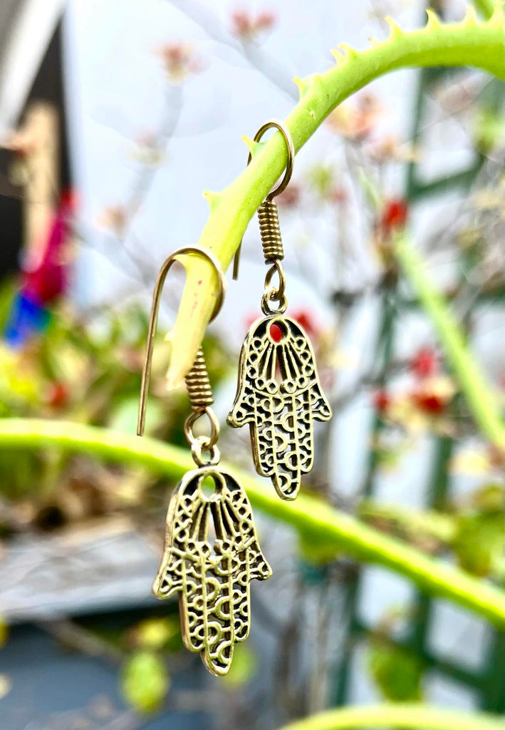 Brass Hamsa Earings