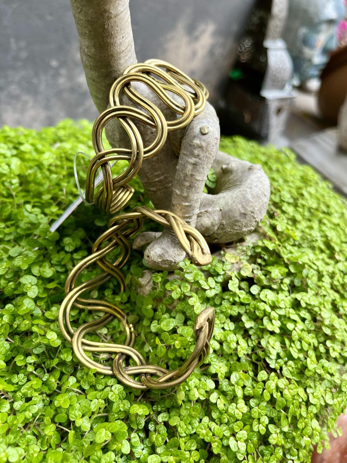 Brass Knotted Thick Bangle