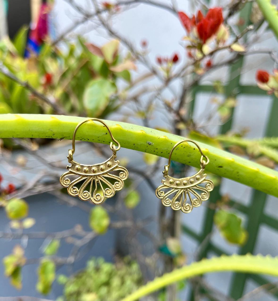 Brass Peacock Hook-In Earings