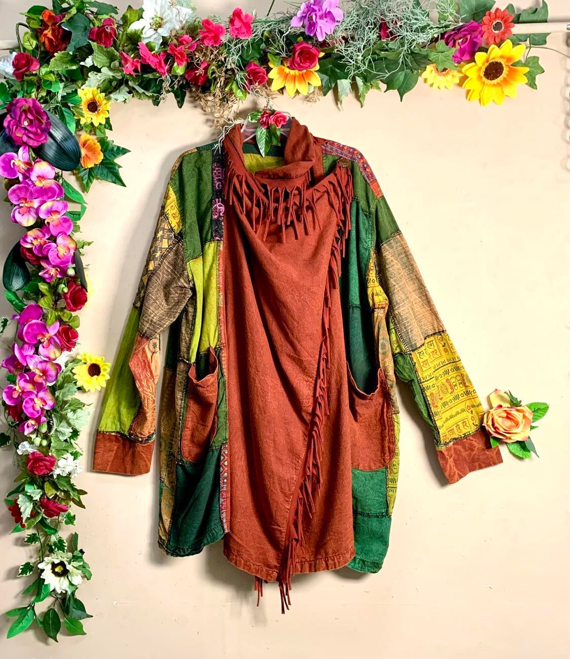 Hmong Patchwork Turtleneck Cloak