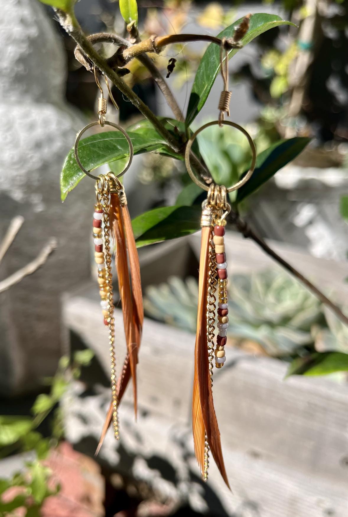 Feather Tail Hoop Earings