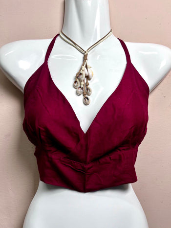 Cotton Halterneck Crop Top