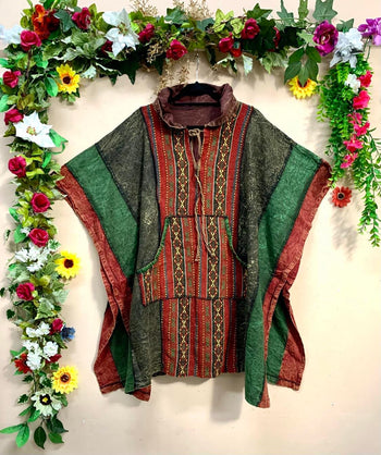 Hmong Hooded Cotton Poncho
