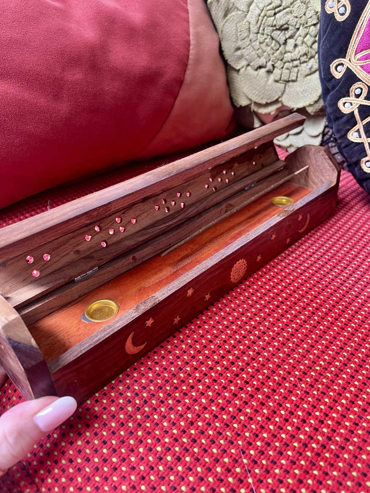 Wooden Coffin Incense Holder