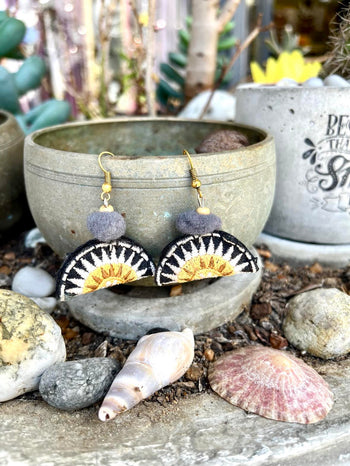 Pom Pom Embroidered Earings