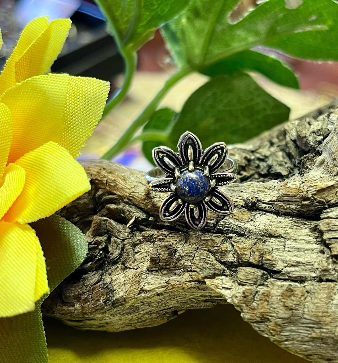 Daisy Gemstone Silver Ring