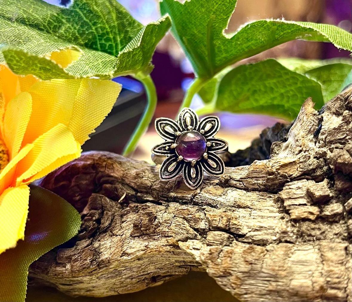 Daisy Gemstone Silver Ring