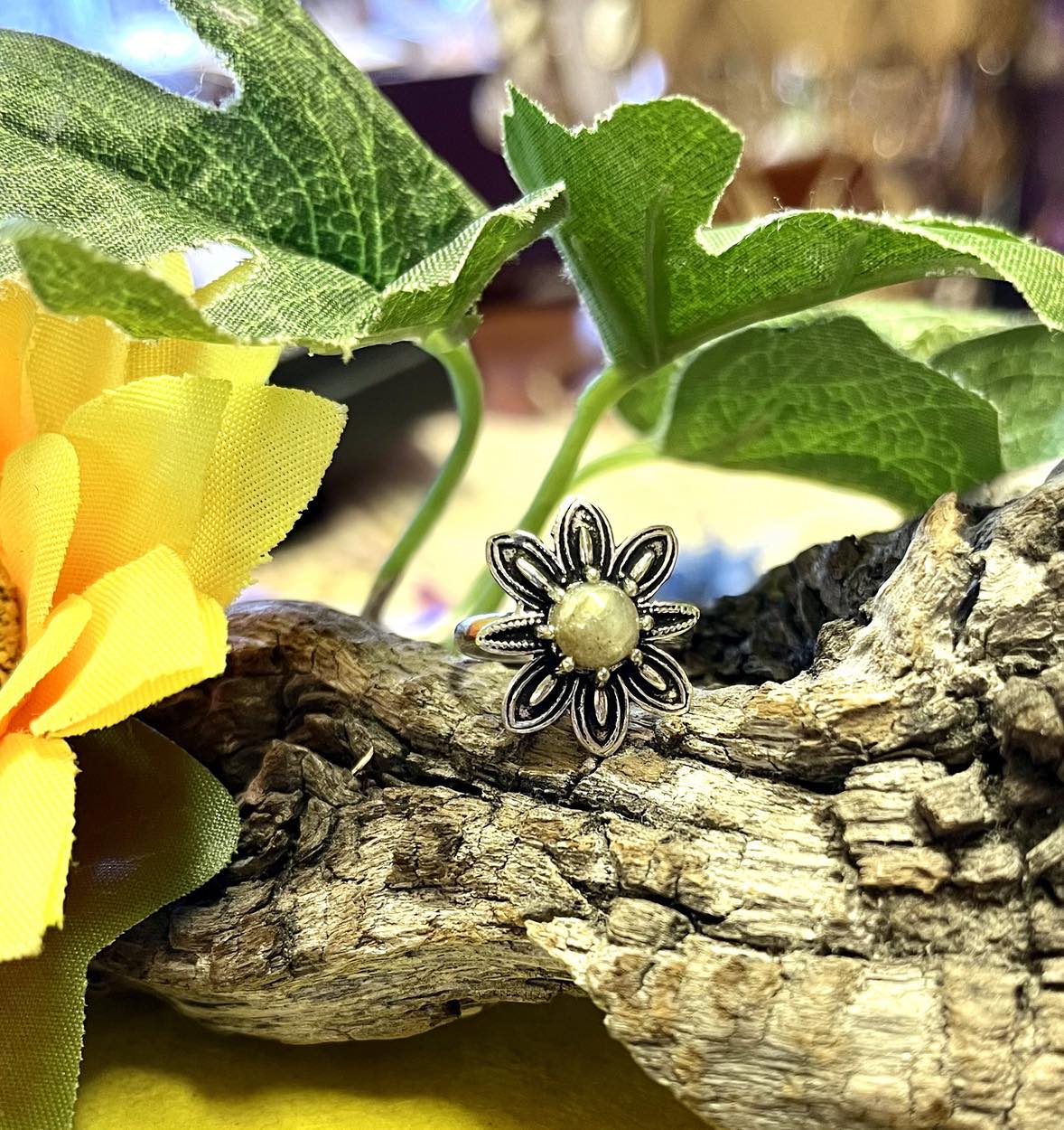 Daisy Gemstone Silver Ring