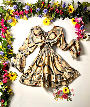 Silk Long-Sleeve Mini Cholli Dress