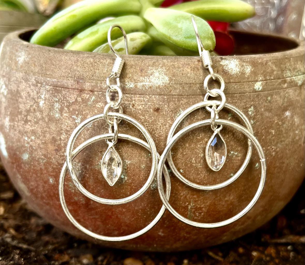 Double Hoop Glass Earings