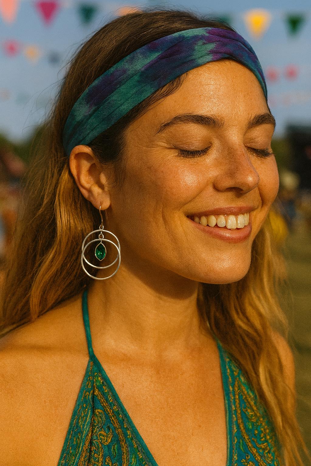 Double Hoop Glass Earings
