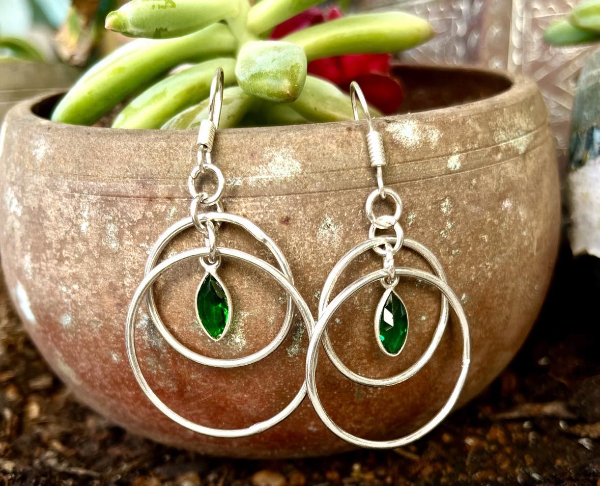 Double Hoop Glass Earings