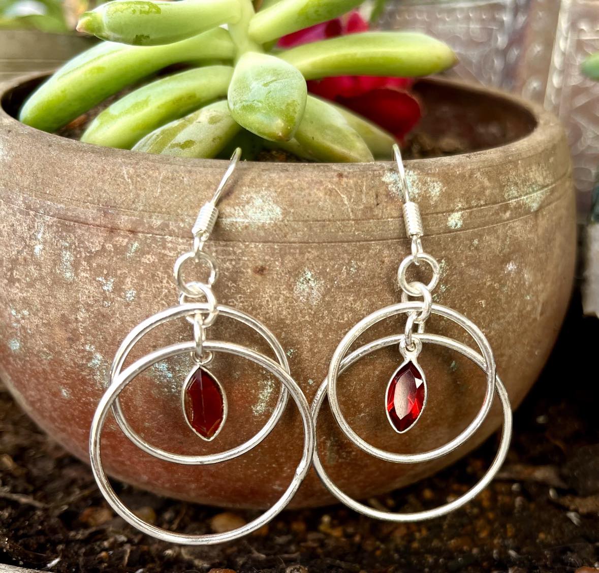 Double Hoop Glass Earings