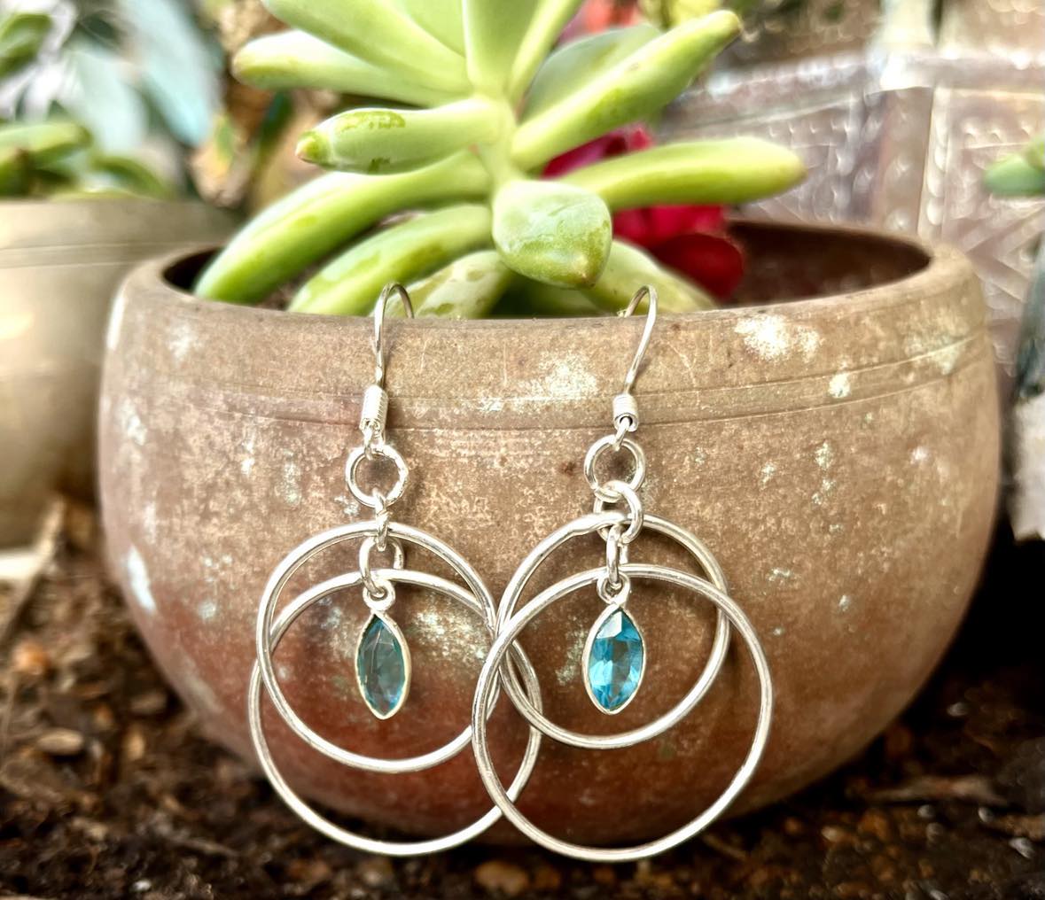 Double Hoop Glass Earings