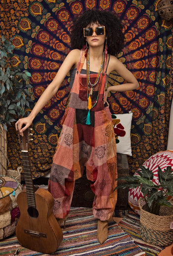 Patchwork Nappy Dungarees XL