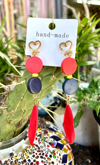 Feather & Spot Earings