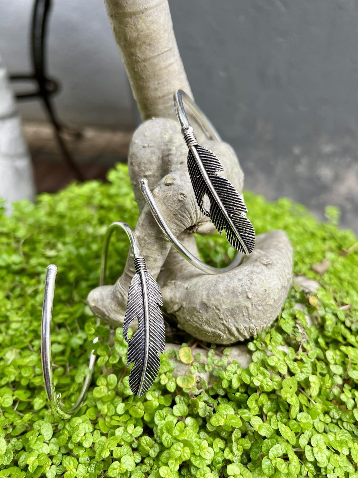 Feather Bangle Silver