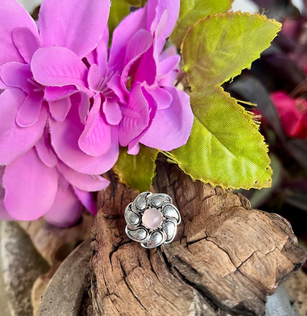 Flower Gemstone Silver Ring