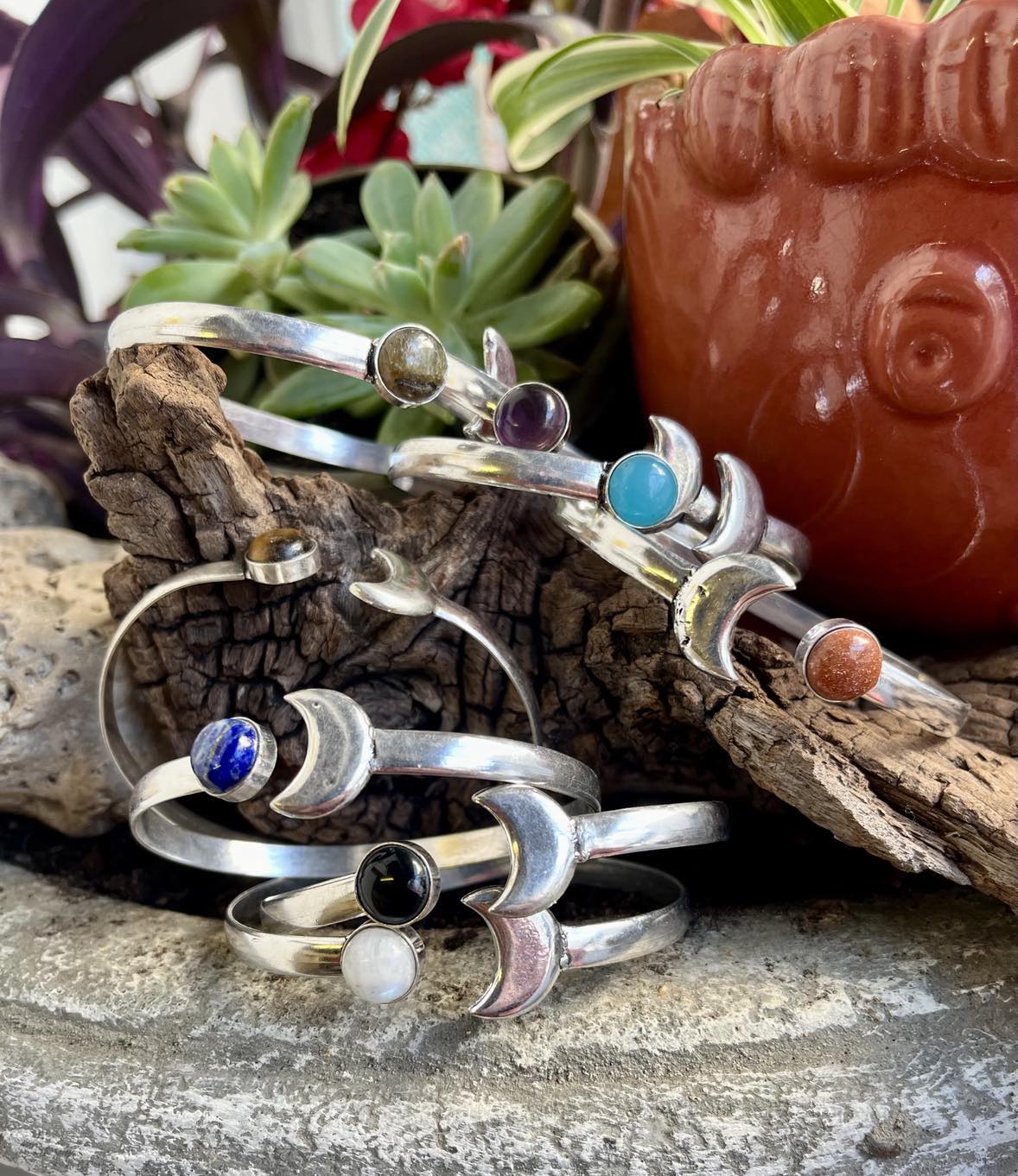 Gemstone Moon Bangle