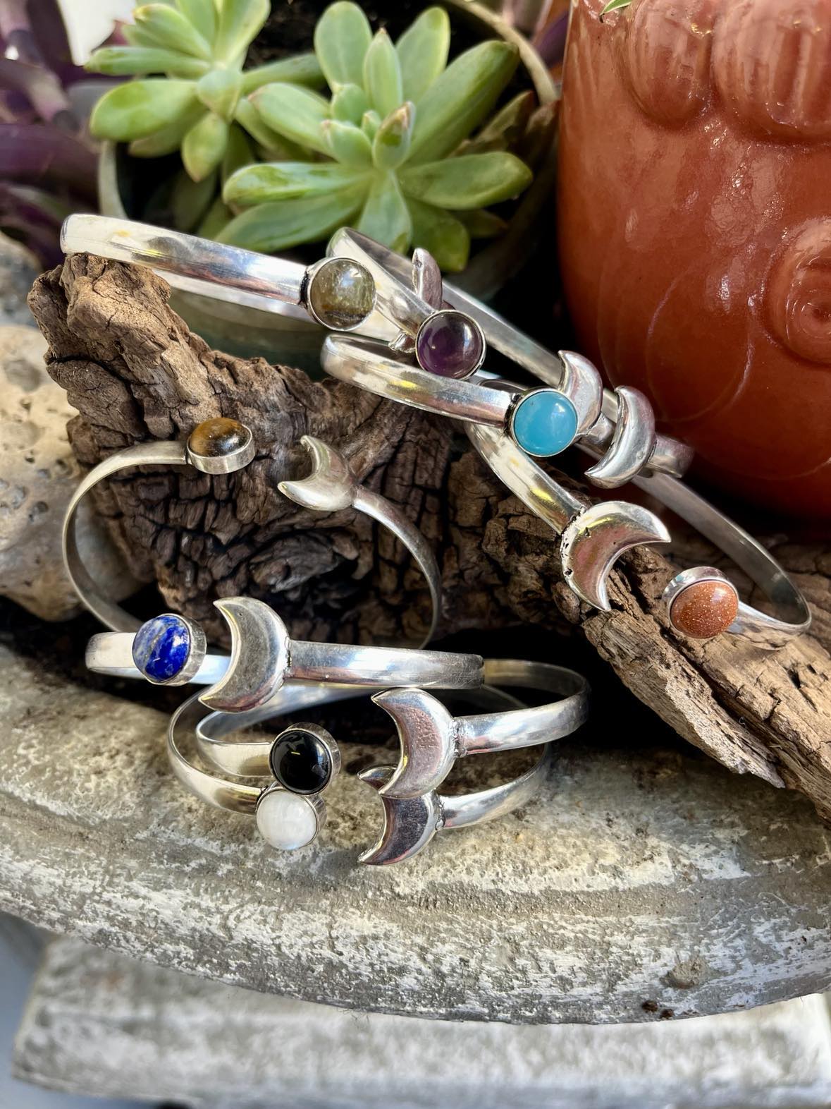 Gemstone Moon Bangle