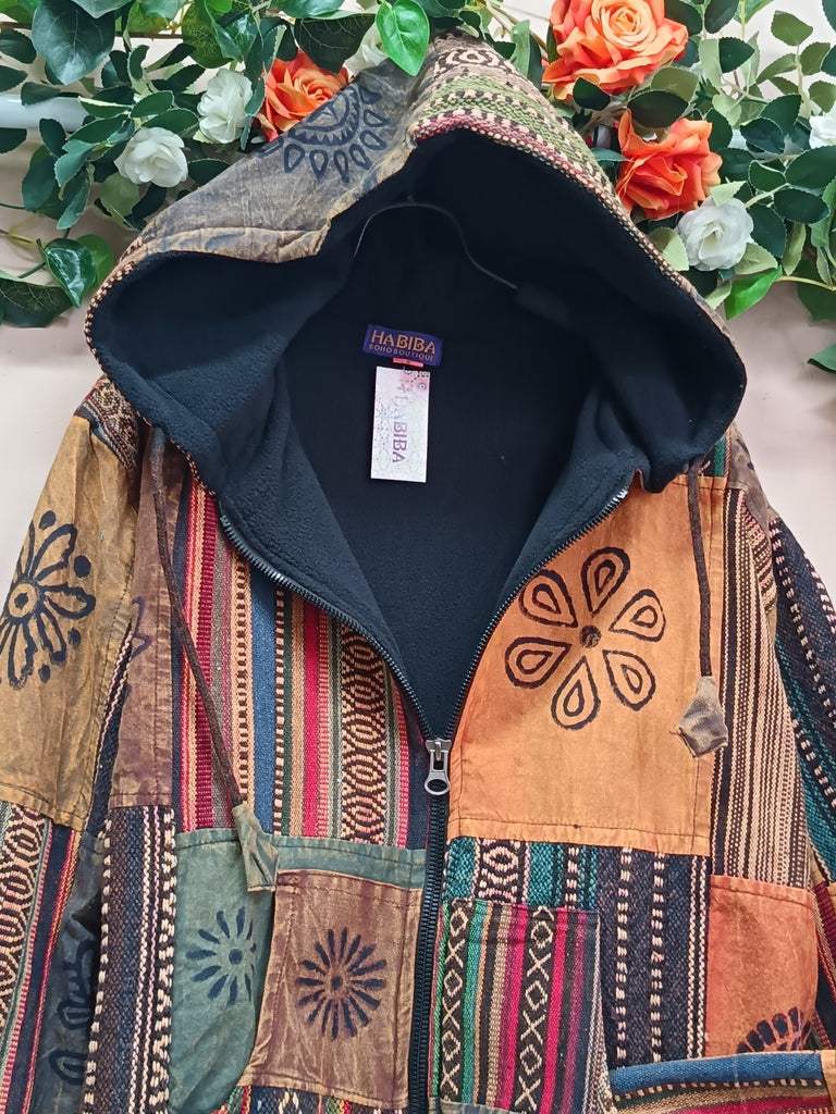 Gheri Patchwork Hooded Jacket- MED