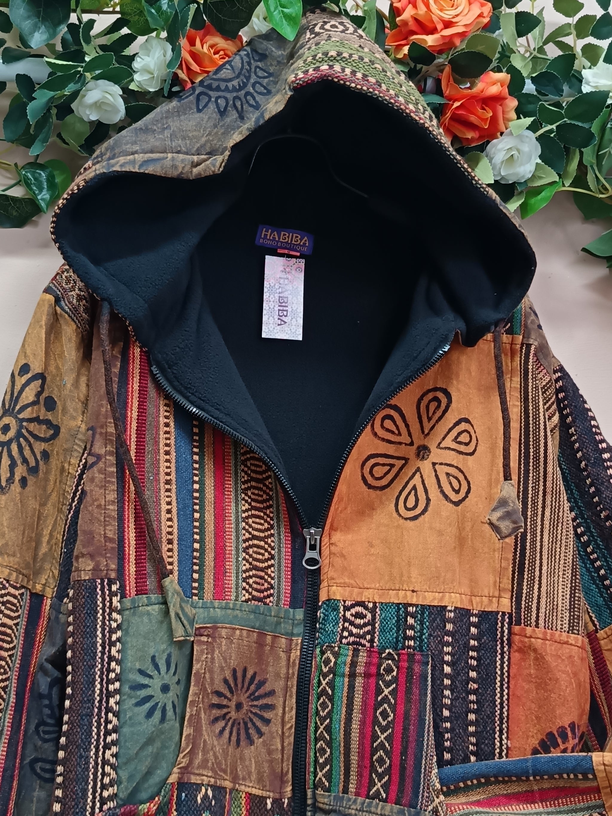Gheri Patchwork Hooded Jacket- MED