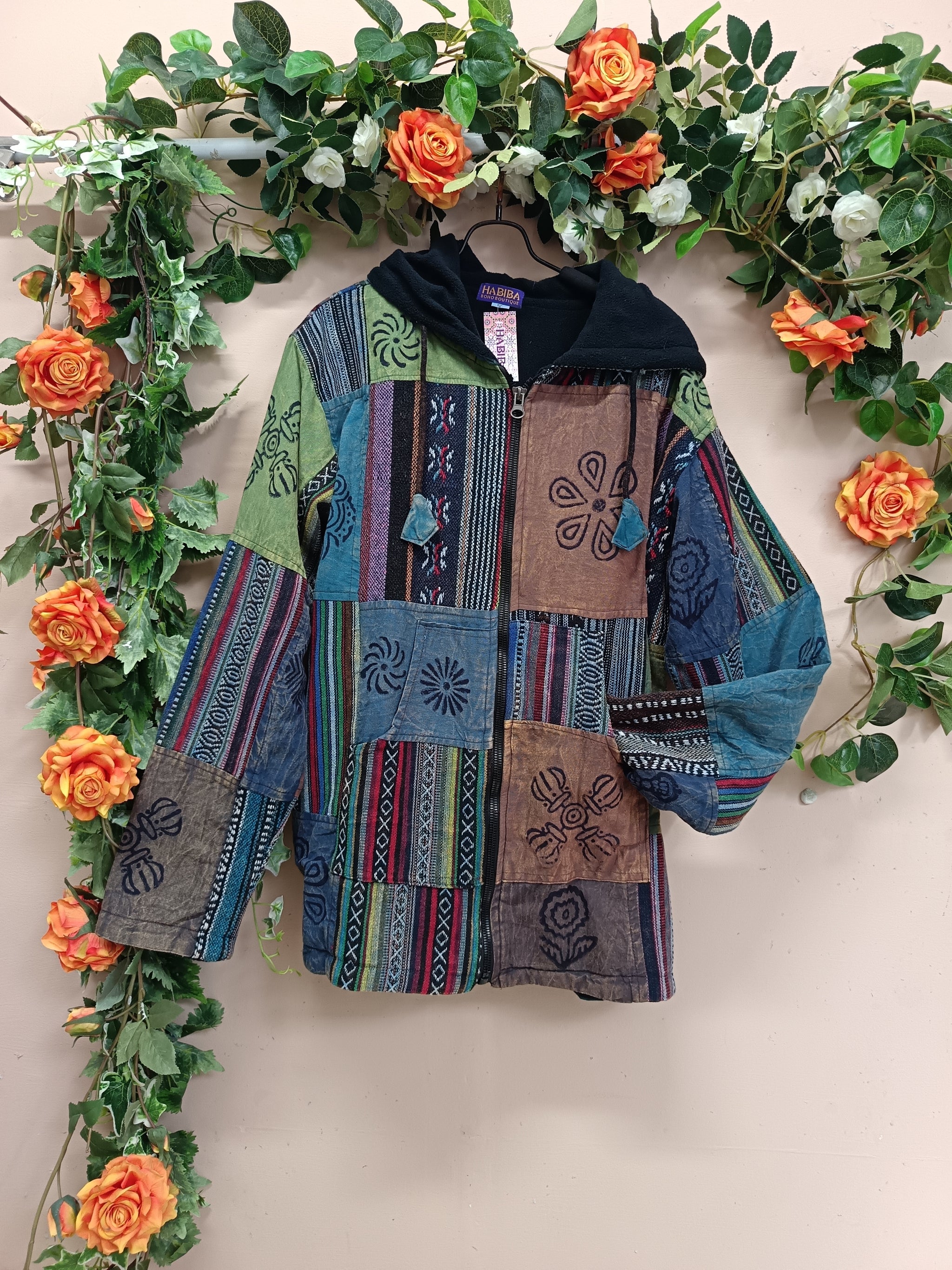 Gheri Patchwork Hooded Jacket- MED