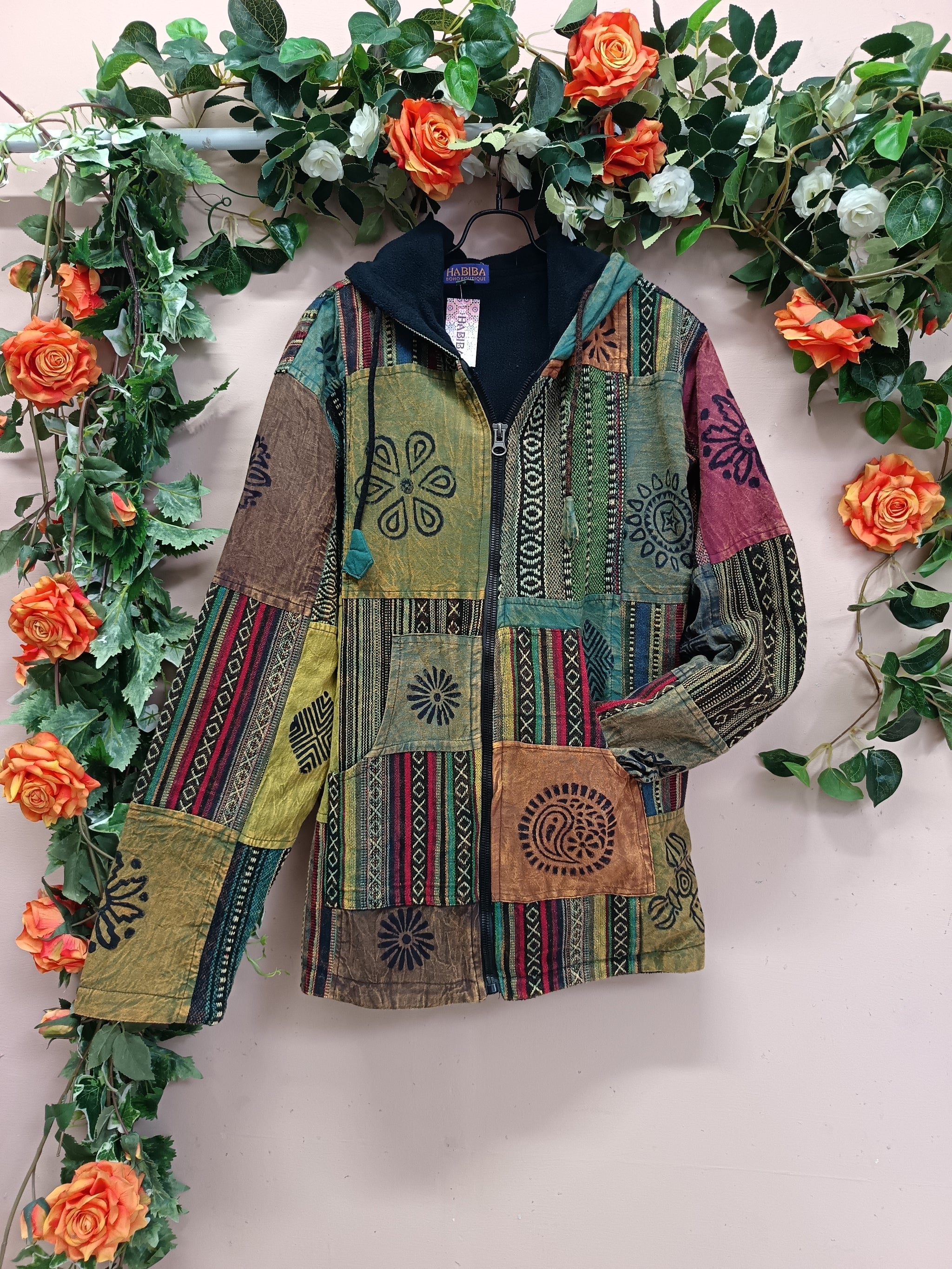 Gheri Patchwork Hooded Jacket- MED