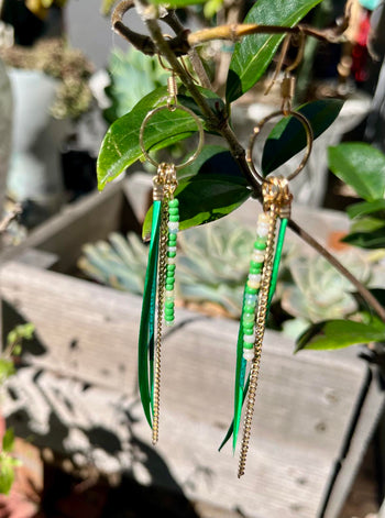 Feather Tail Hoop Earings