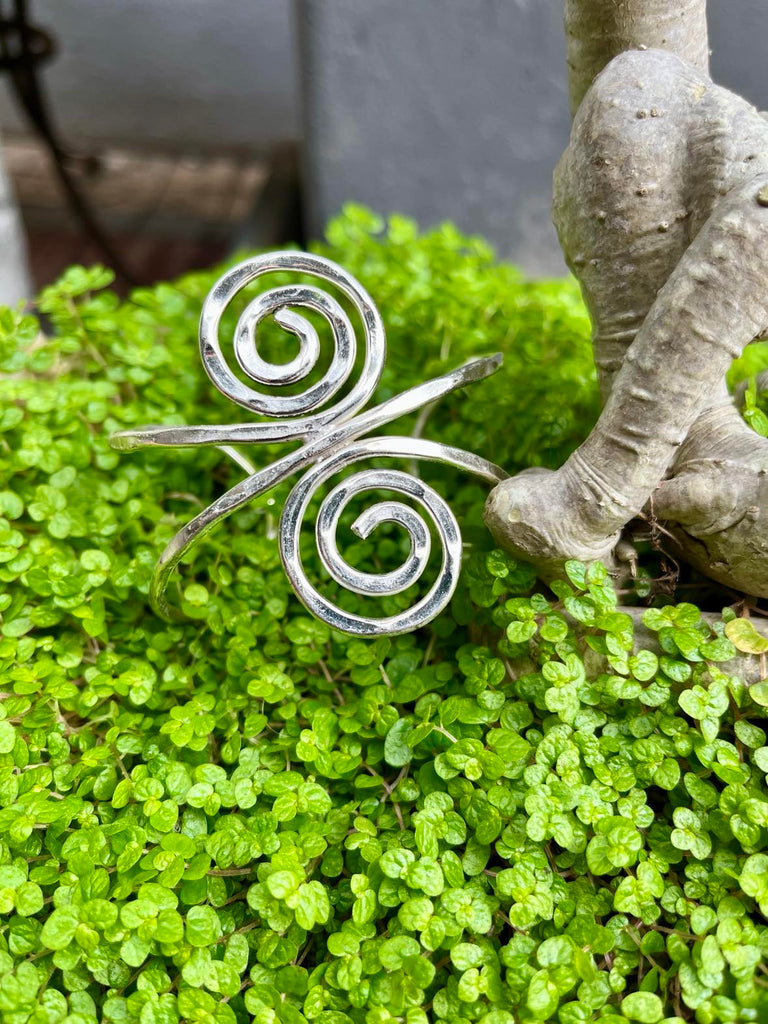 Indie Swirl Silver Cuff Bangle