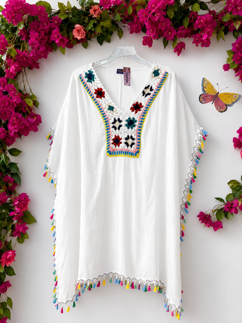 Santorini Cotton Crochet Kaftan