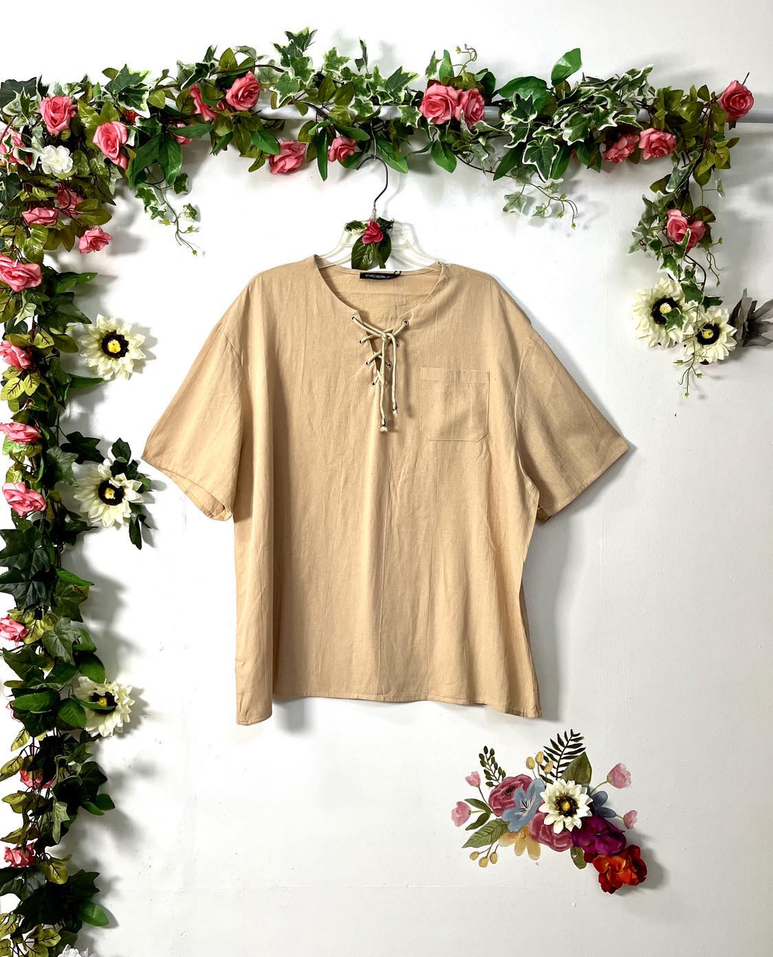 Sabai Lace-Up Short Sleeve Cotton Shirt