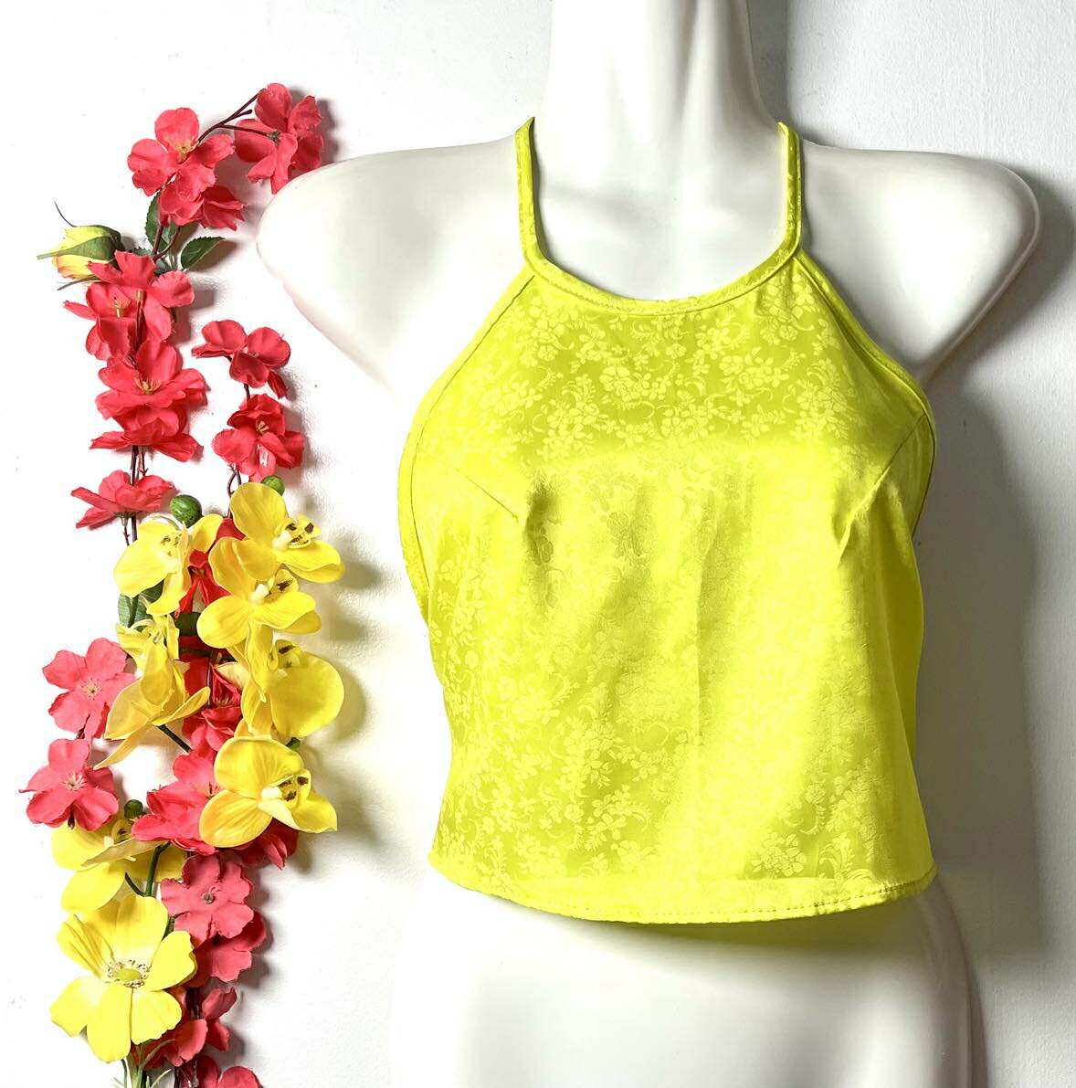 Vietnamese Silk Halter Crop Top